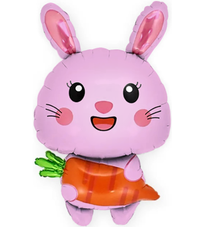 Зайка с морковкой (Розовый)